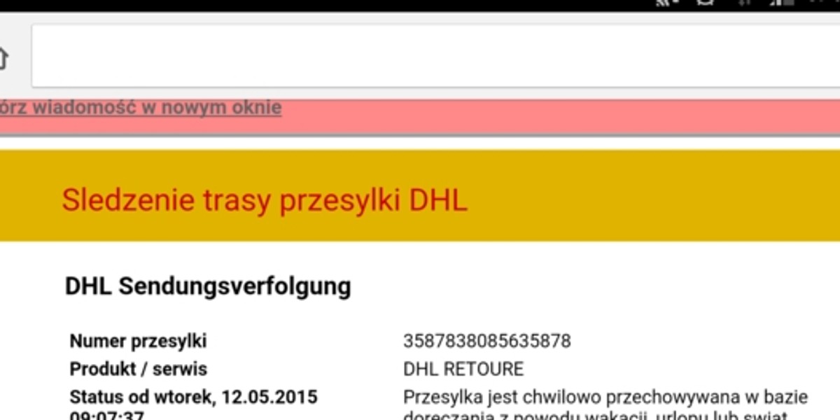 oszuści dhl fałszywy mail