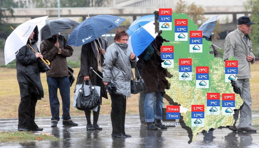 Kiše će pratiti i pad temperature koja u naredna dva dana neće prelaziti 20