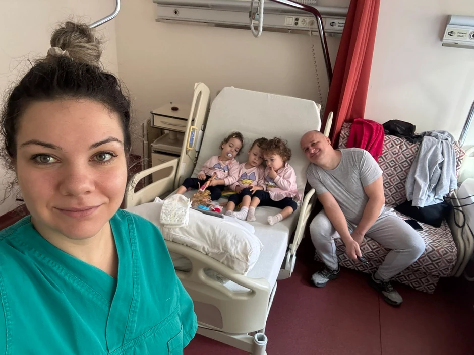 Marija i Đorđe sa Indom, Irinom i Iris pre treće transplantacije matičnim ćelijama