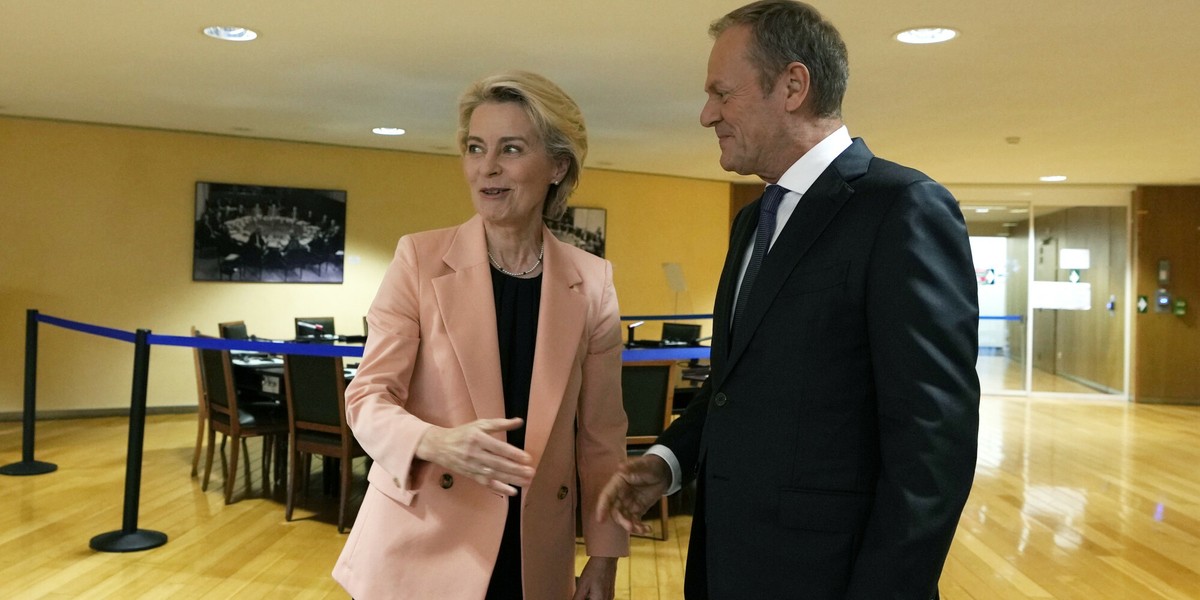 Donald Tusk w Brukseli na spotkaniu z Ursulą von der Leyen.