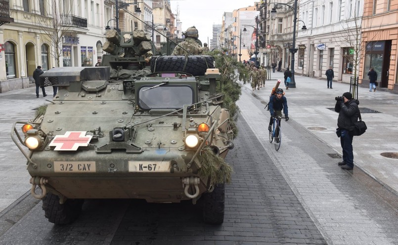 Amerykańscy żołnierze z 2. Pułku Kawalerii Armii USA odwiedzili przejazdem Łódź