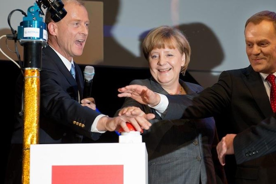 Kanclerz Angela Merkel i premier Donald Tusk w czasie otwarcia targów CeBIT 2013