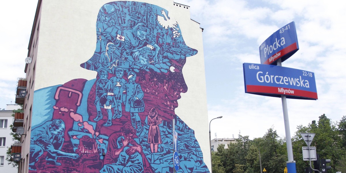 Powstańczy mural u zbiegu Płockiej i Górczewskiej