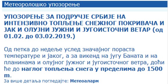 RHMZ upozorenje