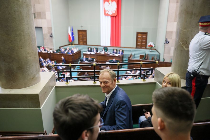 Przewodniczący Platformy Obywatelskiej Donald Tusk na sali obrad Sejmu w Warszawie