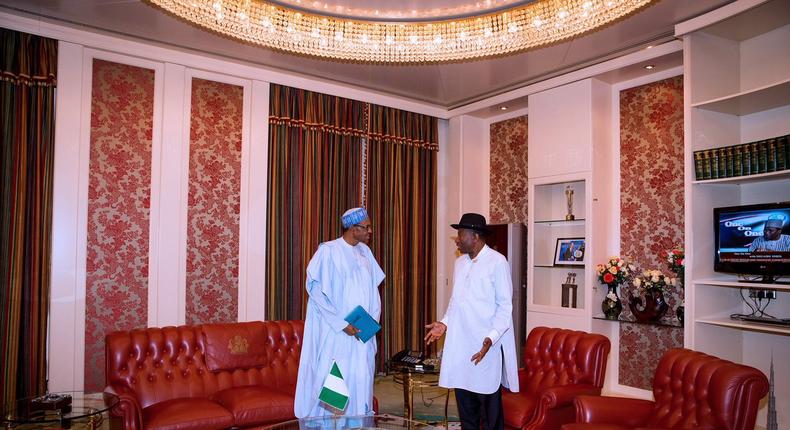 President Muhammadu Buhari meets with Goodluck Jonathan on August 3, 2016