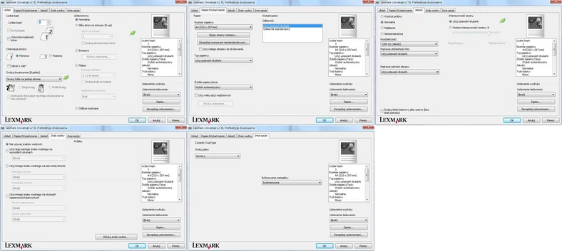 Sterownik Lexmarka jest intuicyjny w użyciu, a parametry drukowania można ustawić z dużą dokładnością