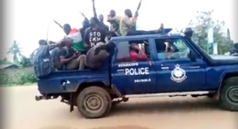 Western Togoland members with police car