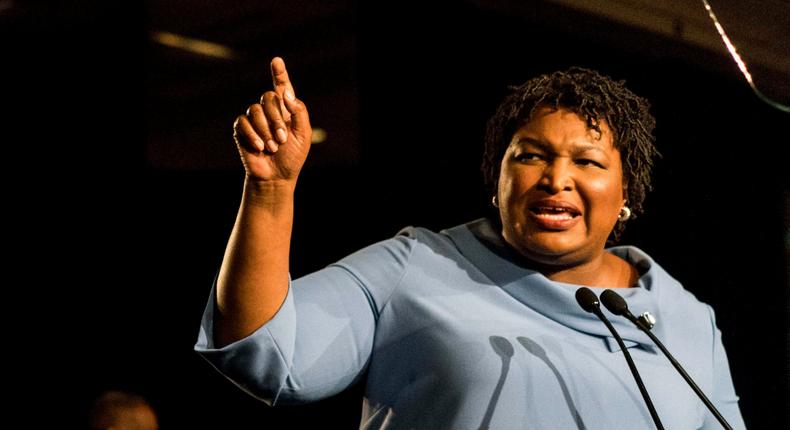 ATLANTA, GEORGIA - On a late election night Democratic nominee for Governor Stacey Abrams speaks to cheering supporters and announced that she'll be in in a runoff with her opponent, at the Hyatt Regency in Atlanta, Georgia on Tuesday November 6, 2018. (Photo by Melina Mara/The Washington Post via Getty Images)