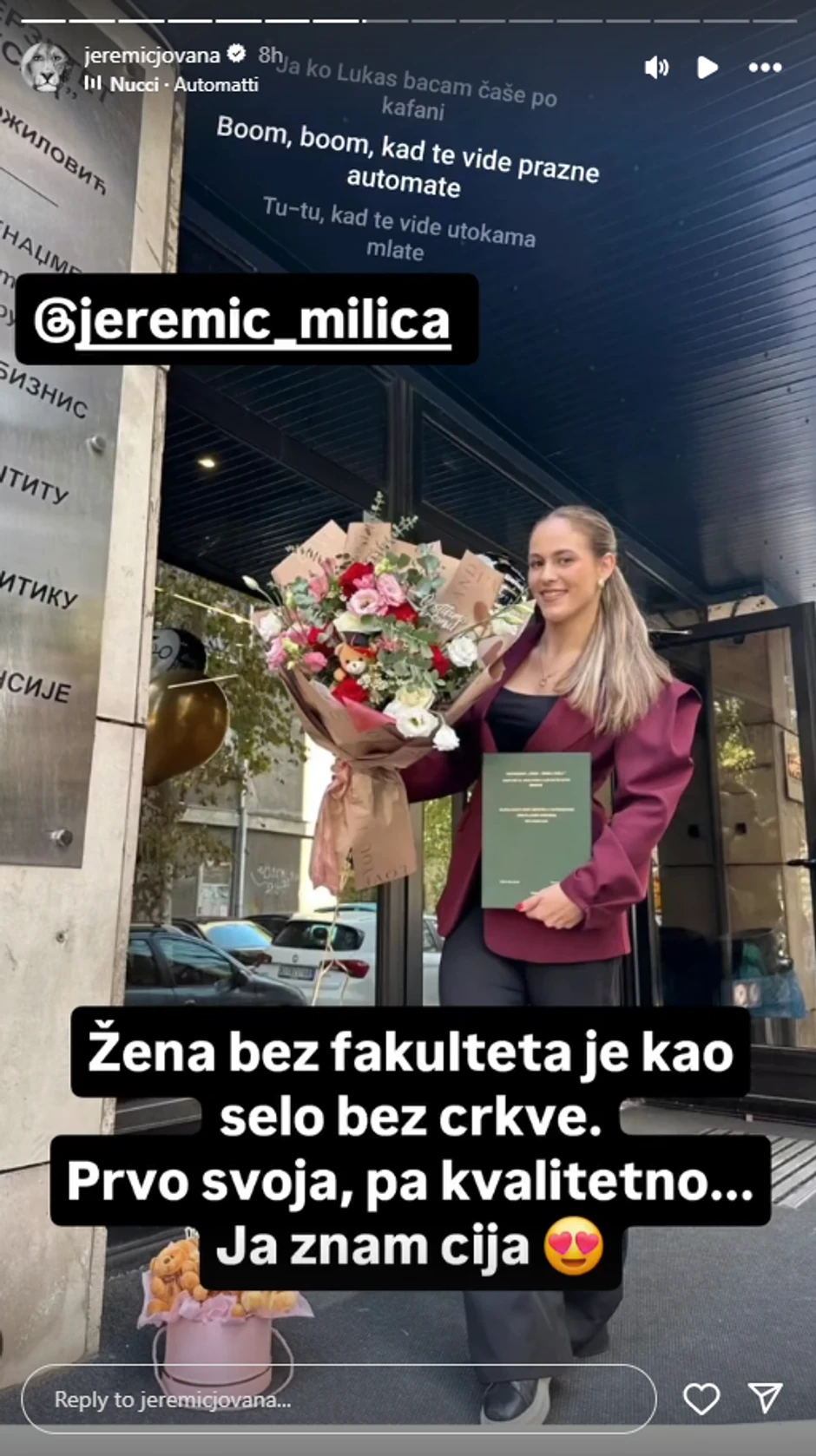 Jovana Jeremić, objava