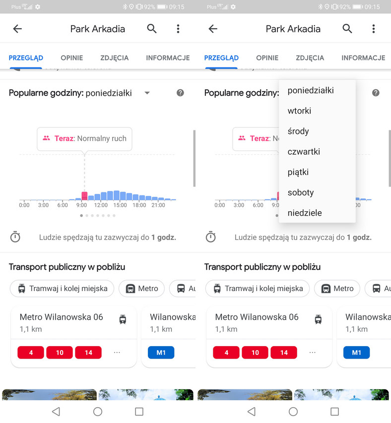 Na smartfonie: odczytanie popularnych godzin i czasu oczekiwania