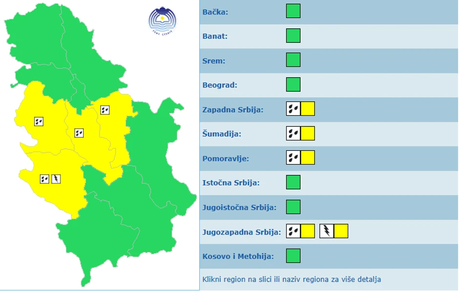 Meteoalarm upaljen u Srbiji 15. juna