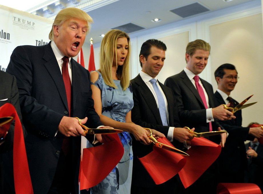 Members of the Trump family at the hotel's ribbon-cutting ceremony in April 2012.