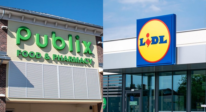 I regularly buy my groceries at Publix and Lidl but I find I usually see better deals at the latter. Levon Clark/Shutterstock, Remigiusz Gora/Shutterstock