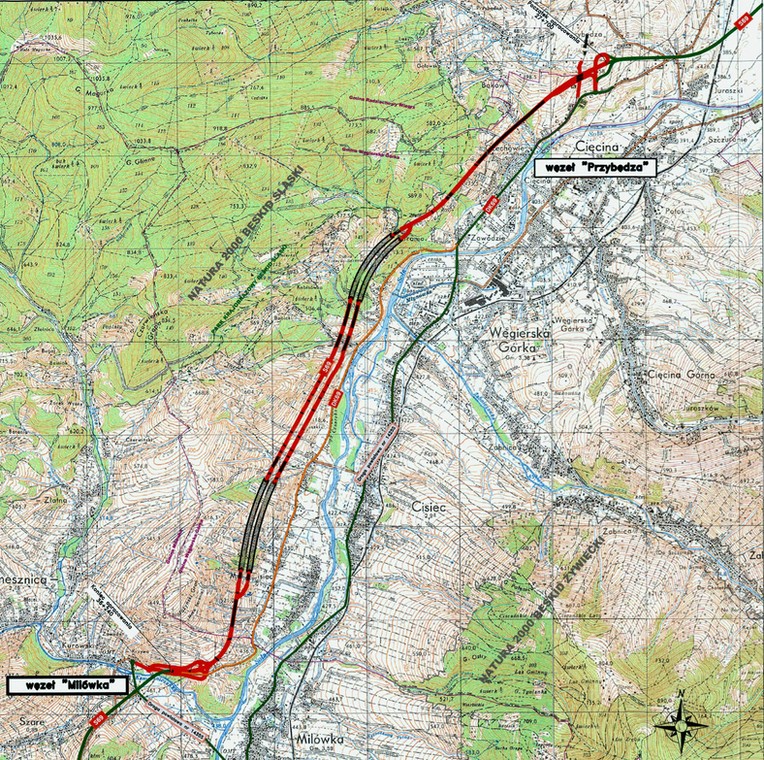 Obwodnica Węgierskiej Górki - mapa
