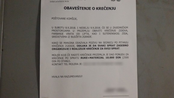 Obaveštenje za stanare