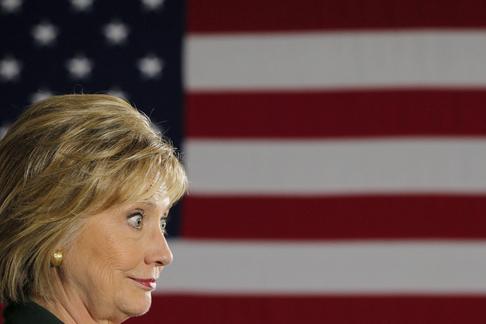 U.S. Democratic presidential candidate Hillary Clinton listens to a question from the audience at th