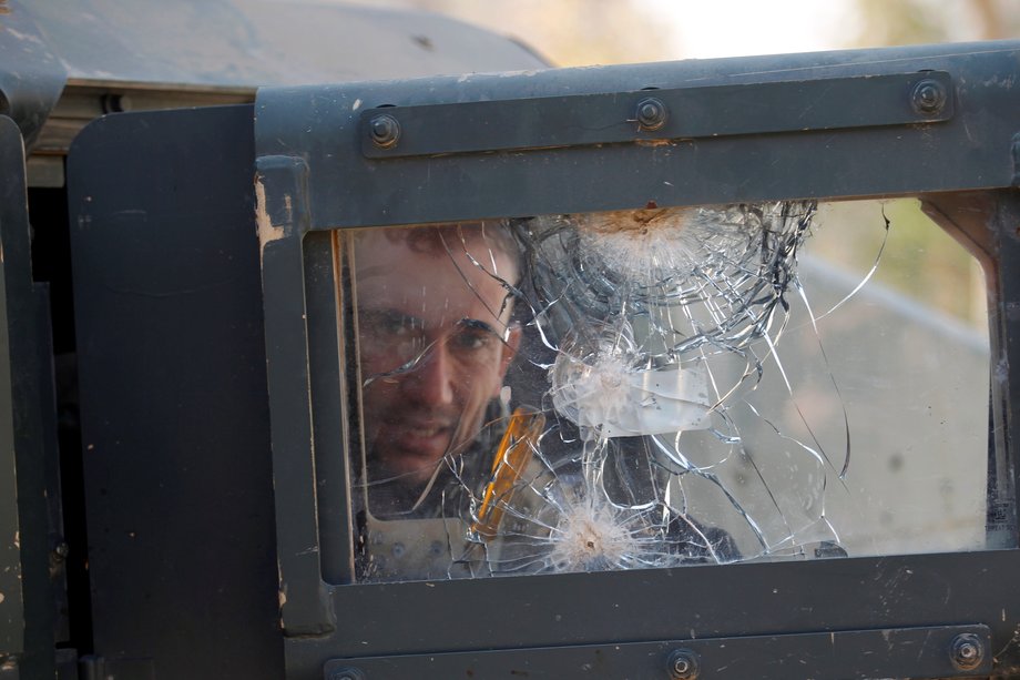 A member of the Iraqi rapid-response forces sits in a military vehicle during battle with ISIS militants in the Mithaq district of eastern Mosul, Iraq, January 5, 2017.