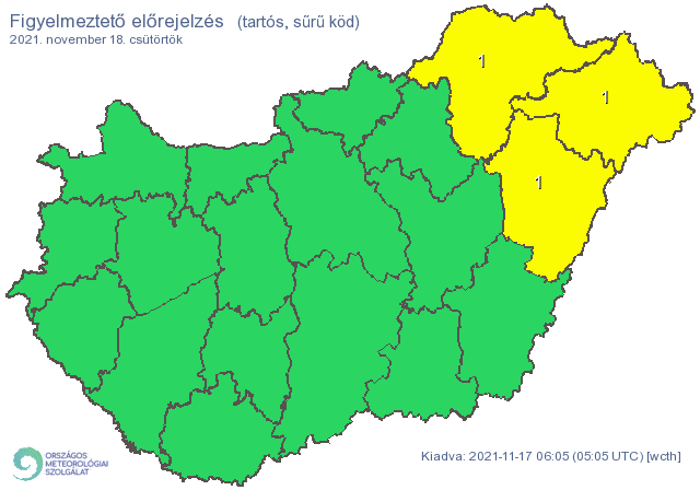 Figyelmeztetés ködre csütörtökön /Fotó: met.hu