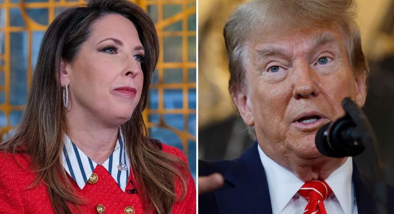 Republican National Committee chairwoman Ronna McDaniel (left) and former President Donald Trump (right).William B. Plowman/NBC via Getty Images; Chip Somodevilla via Getty Images