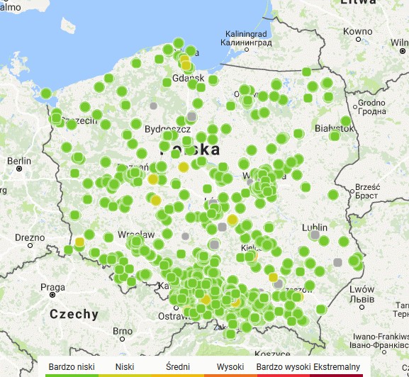 Stan powietrza wg. Airly. Więcej na: Airly.eu/pl