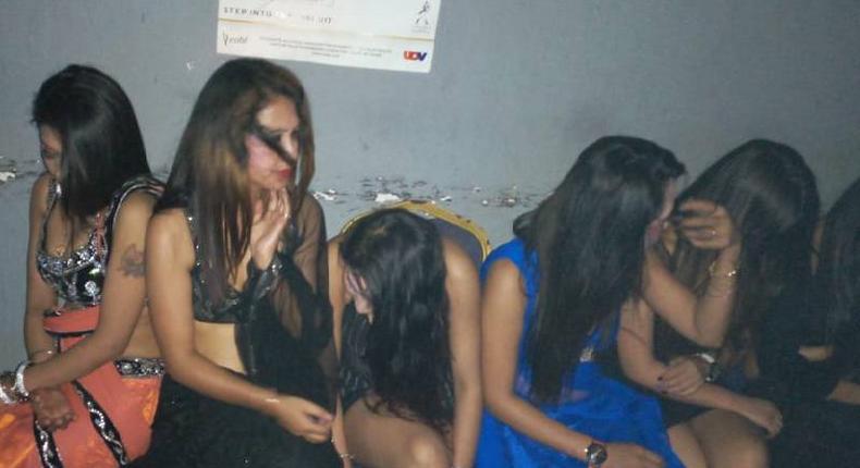 Some of the 12 Nepalese women arrested during a police raid at popular Rangeela grill and bar at Amkay Plaza in Nyali-Mombasa