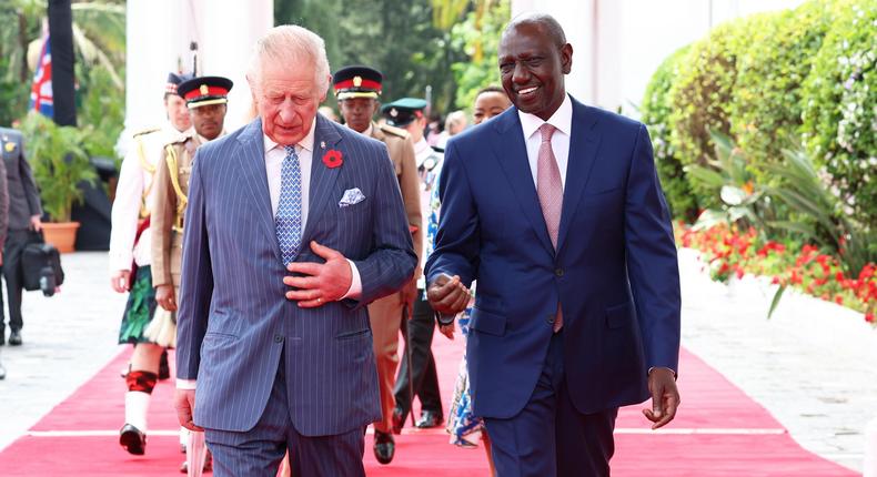 President William Ruto and King Charles III at State House, Nairobi