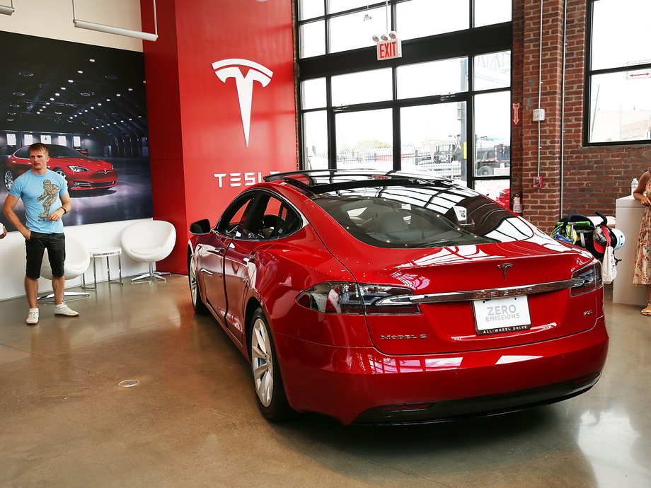 A Tesla Model S in a Tesla showroom and service center in Red Hook, Brooklyn, on July 5.