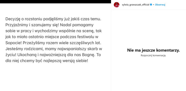 Sylwia Grzeszczak o rozstaniu z Liberem