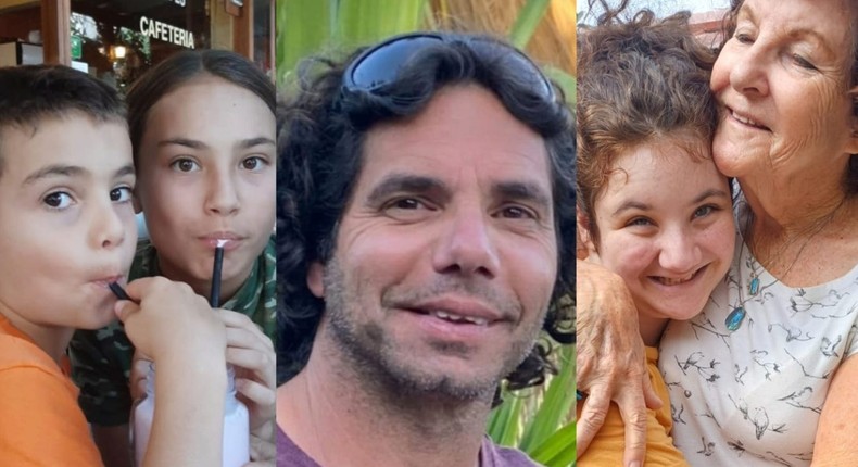 Erez Kalderon, 12, Sahar Kalderon, 16, Ofer Kalderon, 50, Noya Dan, 12, and  Carmela Dan, 80, are believed to have taken hostage by Hamas.Family handout