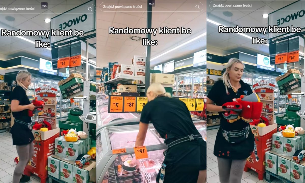 Sparodiowała typowego klienta dyskontu."Boki zrywać, prawda?"