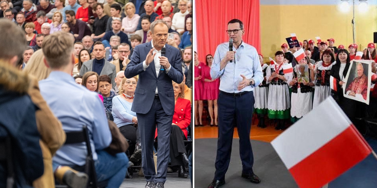 Donald Tusk i Mateusz Morawiecki. Byli premierzy czarują wyborców.