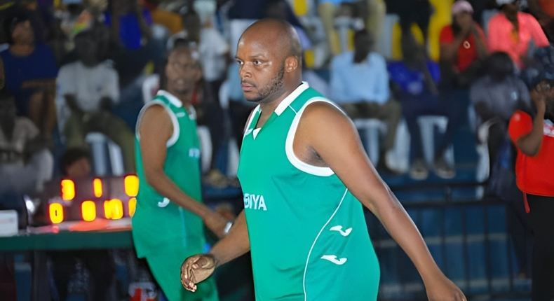 Jalang'o playing basketball with the national assembly team