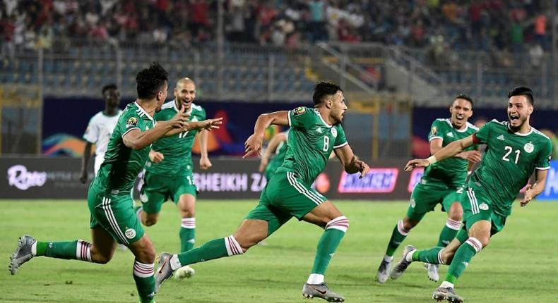 Youcef Belaili (C) struck the winner as Algeria beat Senegal 1-0 in the group phase in Egypt