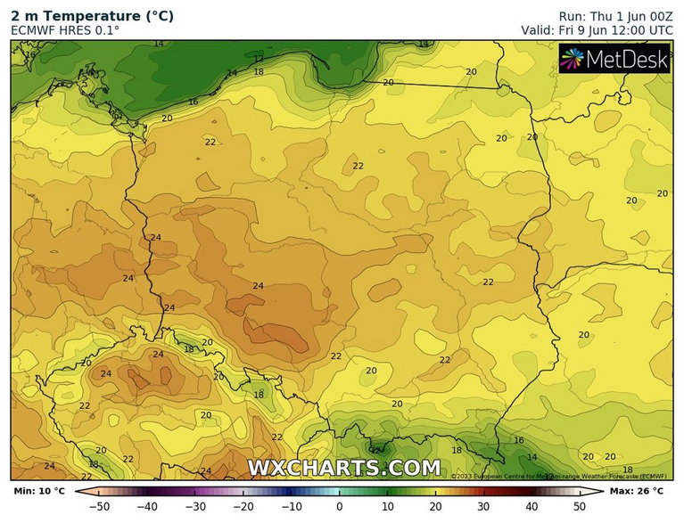 Mimo szansy na opady temperatura pozostanie na przyjemnym poziomie