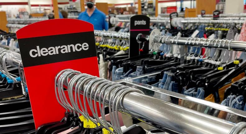 The clearance rack at T.J. Maxx clothing store in Annapolis. Discount chains have been benefitting from a glut of stock at retailers.