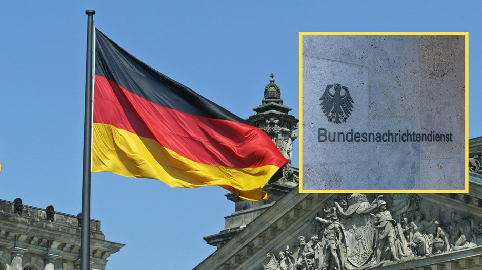Niemiecka flaga i logo BND 