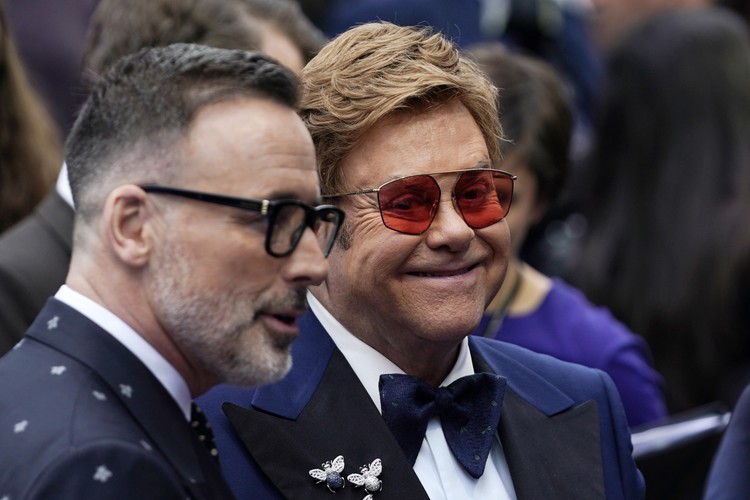 Elton John oraz David Furnish na premierze filmu 'Rocketman'