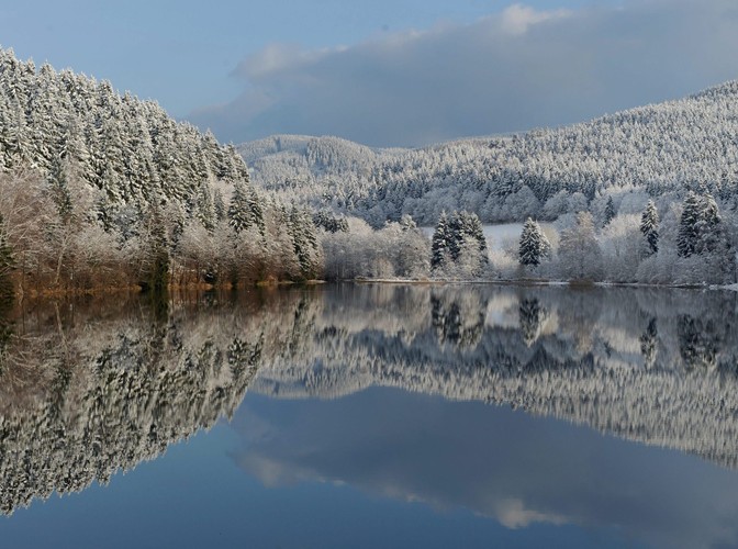 Świeży śnieg w górach Harz w Niemczech 27 listopada 2010