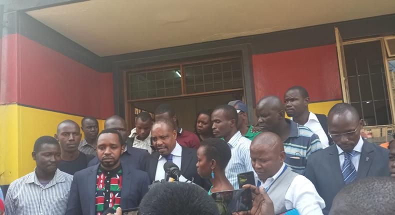 Activist Boniface Mwangi at the Central Police Station after being released