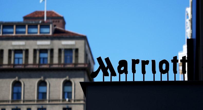 Marriott said it suffered a data breach that affected 500 million customers. A sign in front of a Marriott hotel in 2015 in San Francisco.