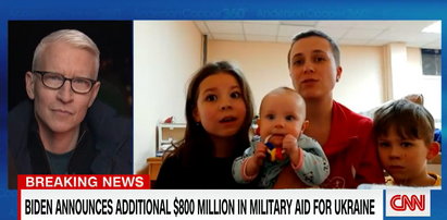 Ze schronu w Kijowie udzielała wywiadu CNN. Jej dzieci skradły show