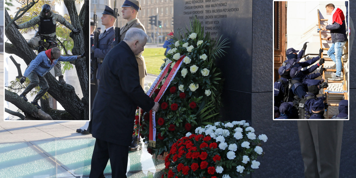 Prezes Prawa i Sprawiedliwości Jarosław Kaczyński złożył kwiaty pod pomnikiem Lecha Kaczyńskiego na pl. Piłsudskiego.