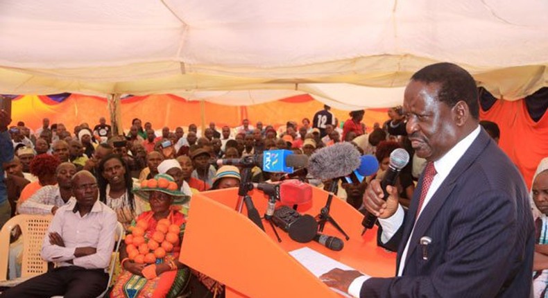 Orange Democratic Movement party leader Raila Odinga at Orange House, the political group's headquarters, in Nairobi on March 28, 2017. 