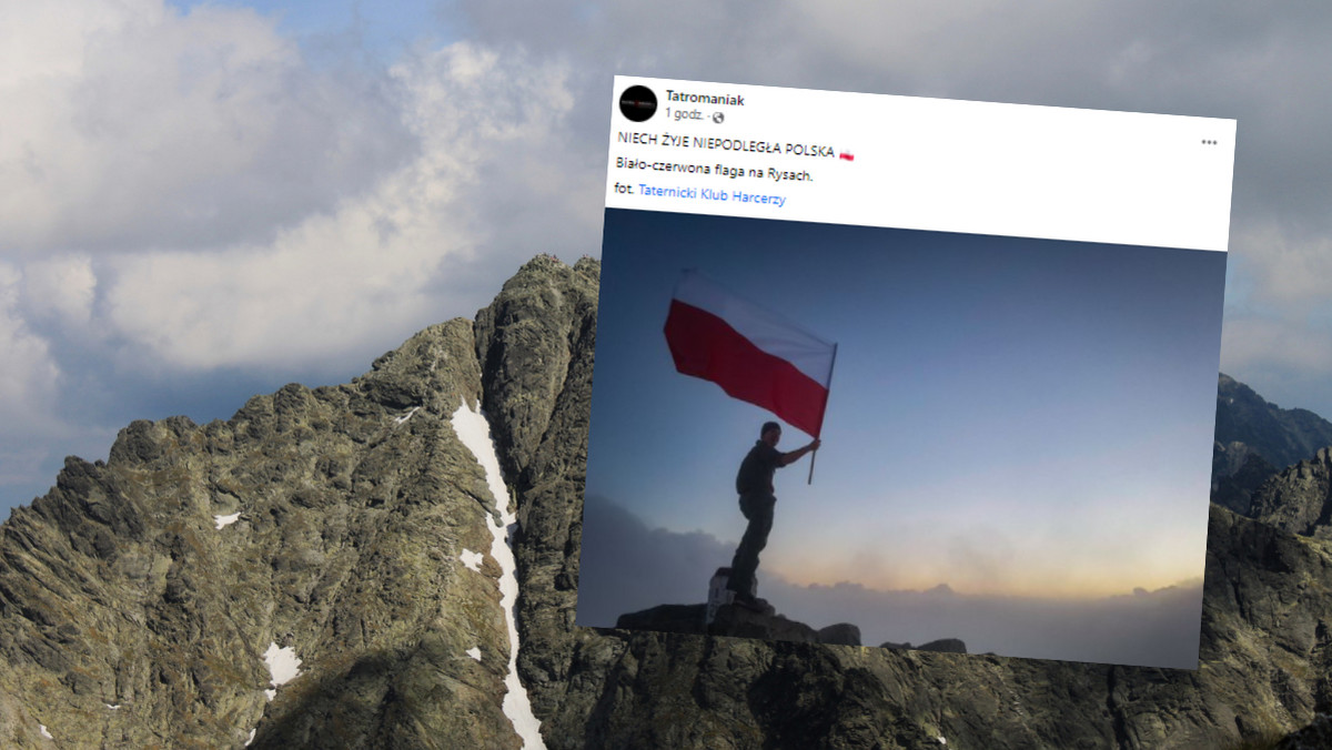 Tatry. Na Rysy dotarła biało-czerwona flaga. "Niech żyje niepodległa Polska"