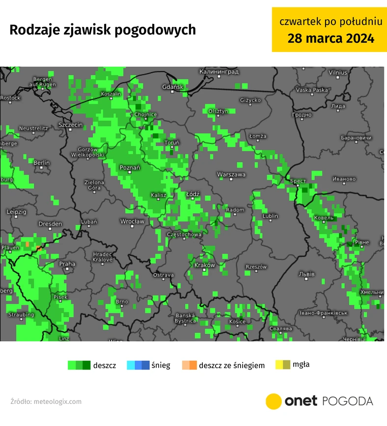 Dziś wszędzie może spaść przelotny deszcz