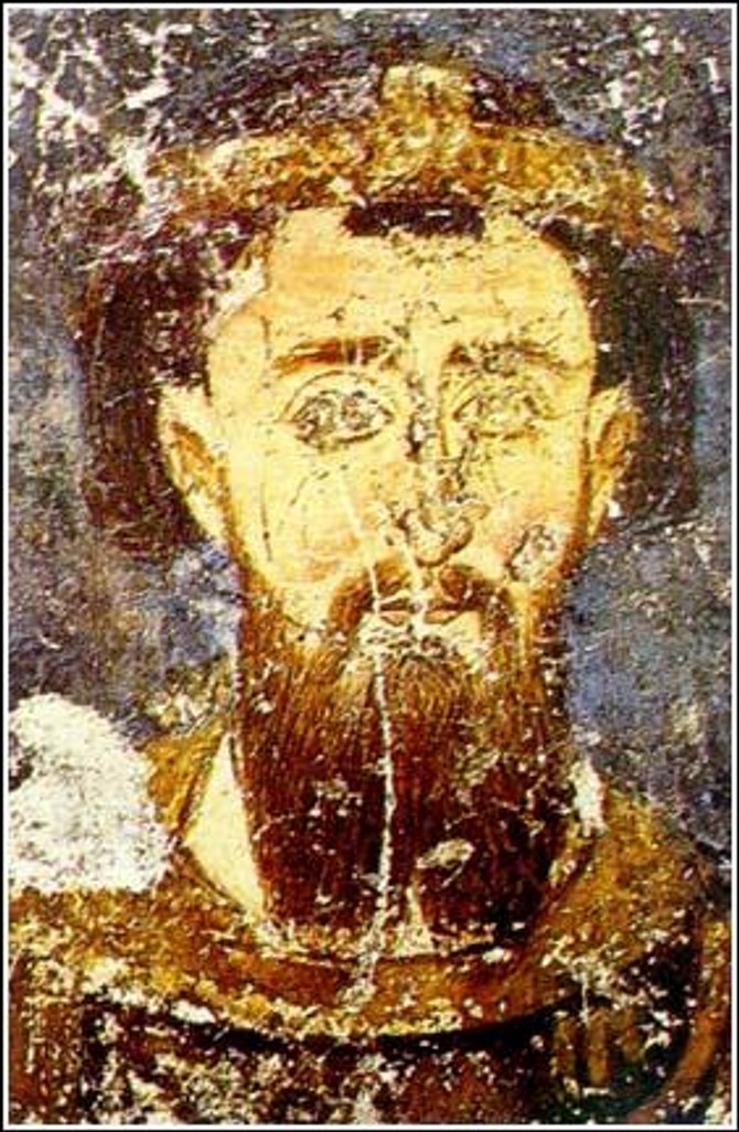 Stefan PrvovenačmniFreska iz manastirske crkve u Mileševi