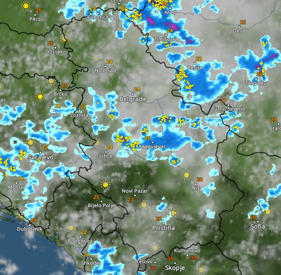 Kretanje nevremena u 14 sati