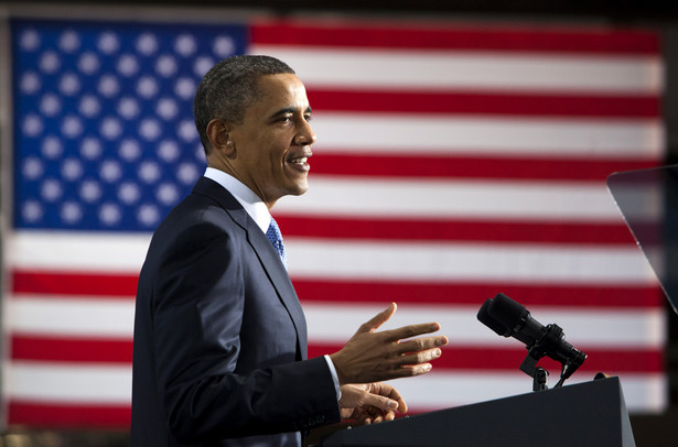 Prezydent USA Barack Obama przemawia do pracowników UPS w zakładzie w Landover, Maryland, USA