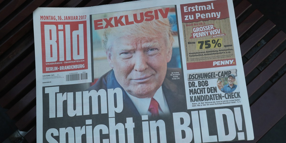 "Trump mówi w Bildzie" - głosi tytuł na pierwszej stronie niemieckiego tabloidu